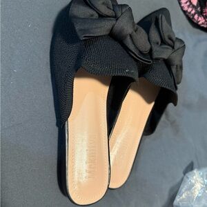 Black Women's Bow Slip-On Shoes